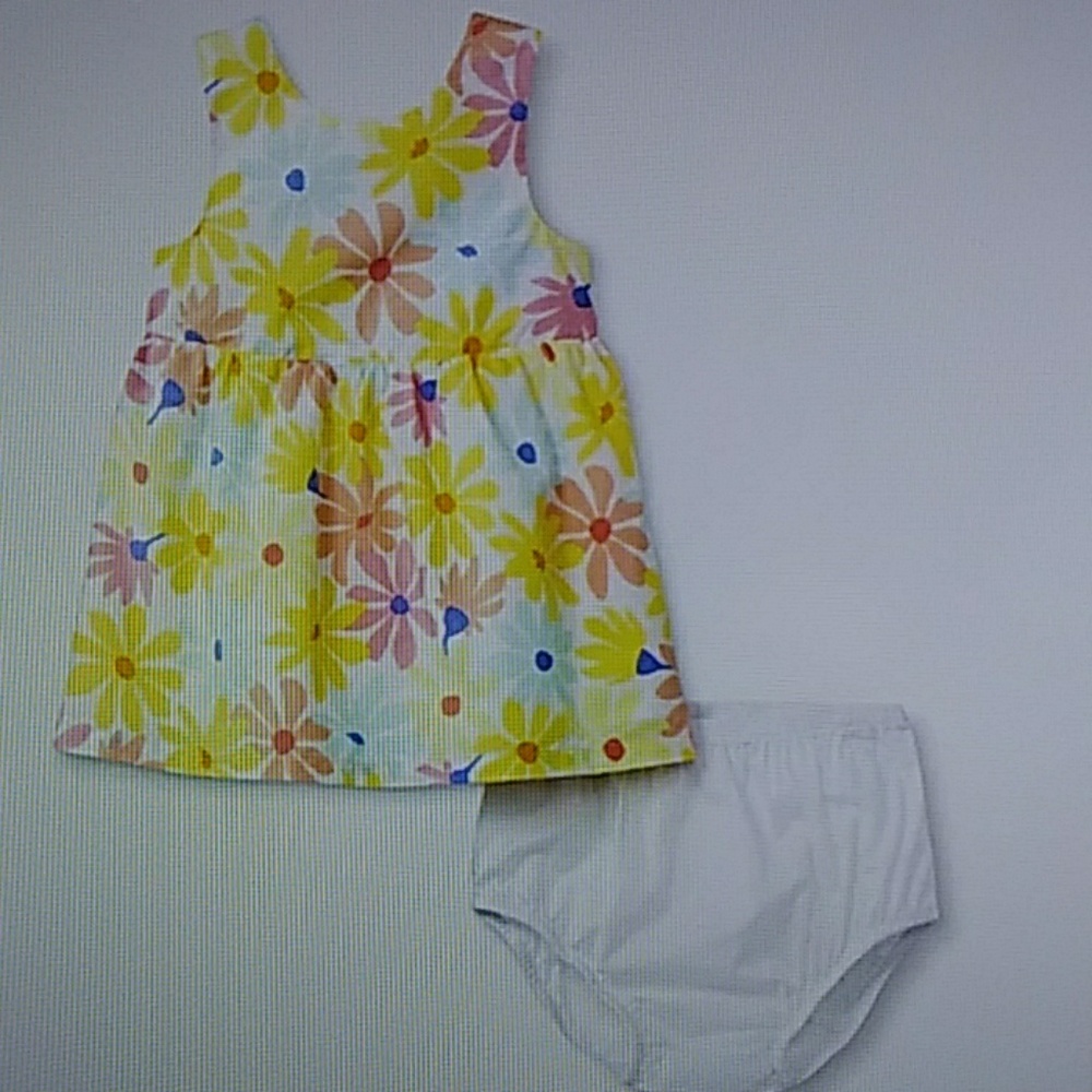 Yellow Floral Poplin Dress